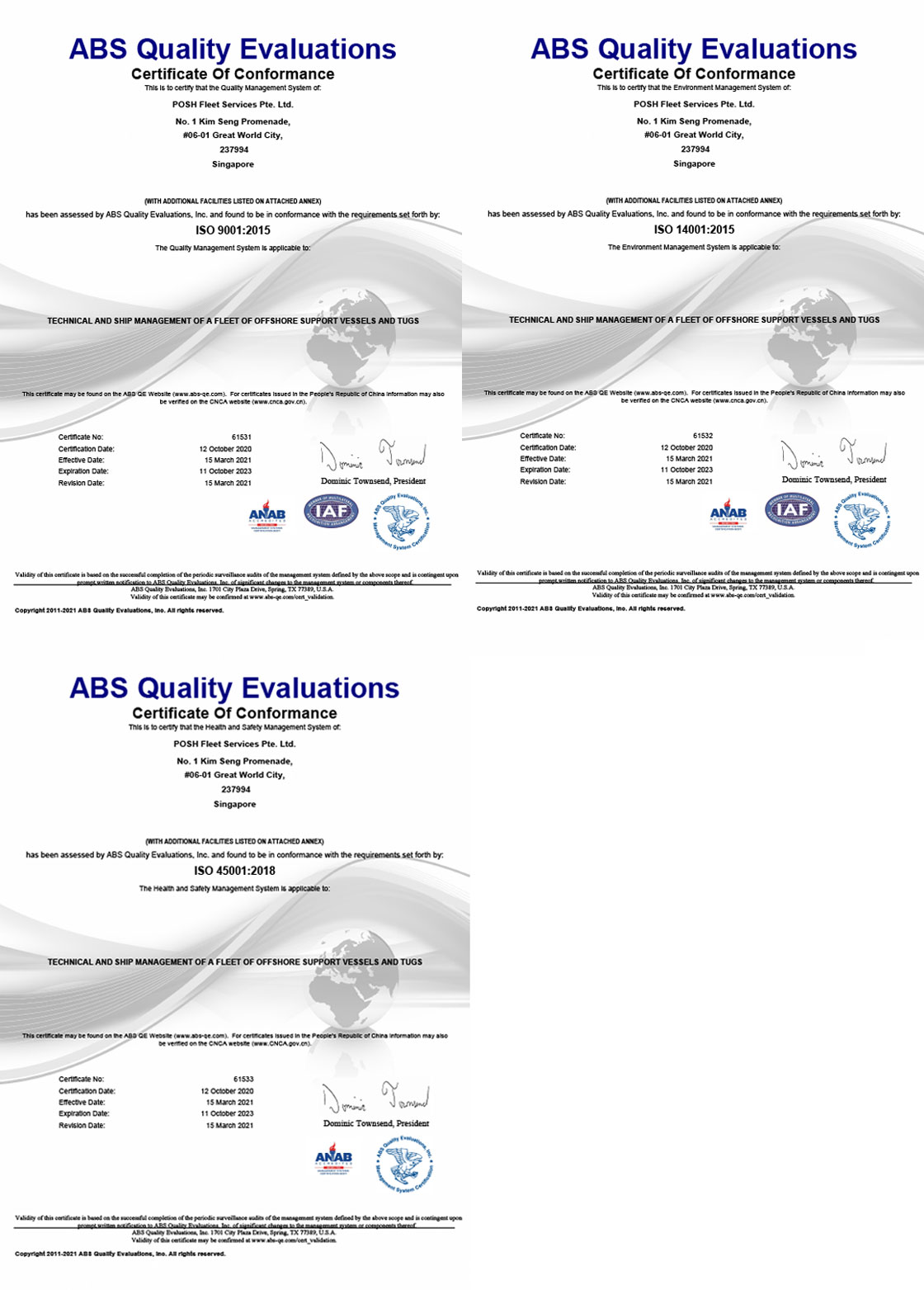 HSE Certificates HSE Certificates